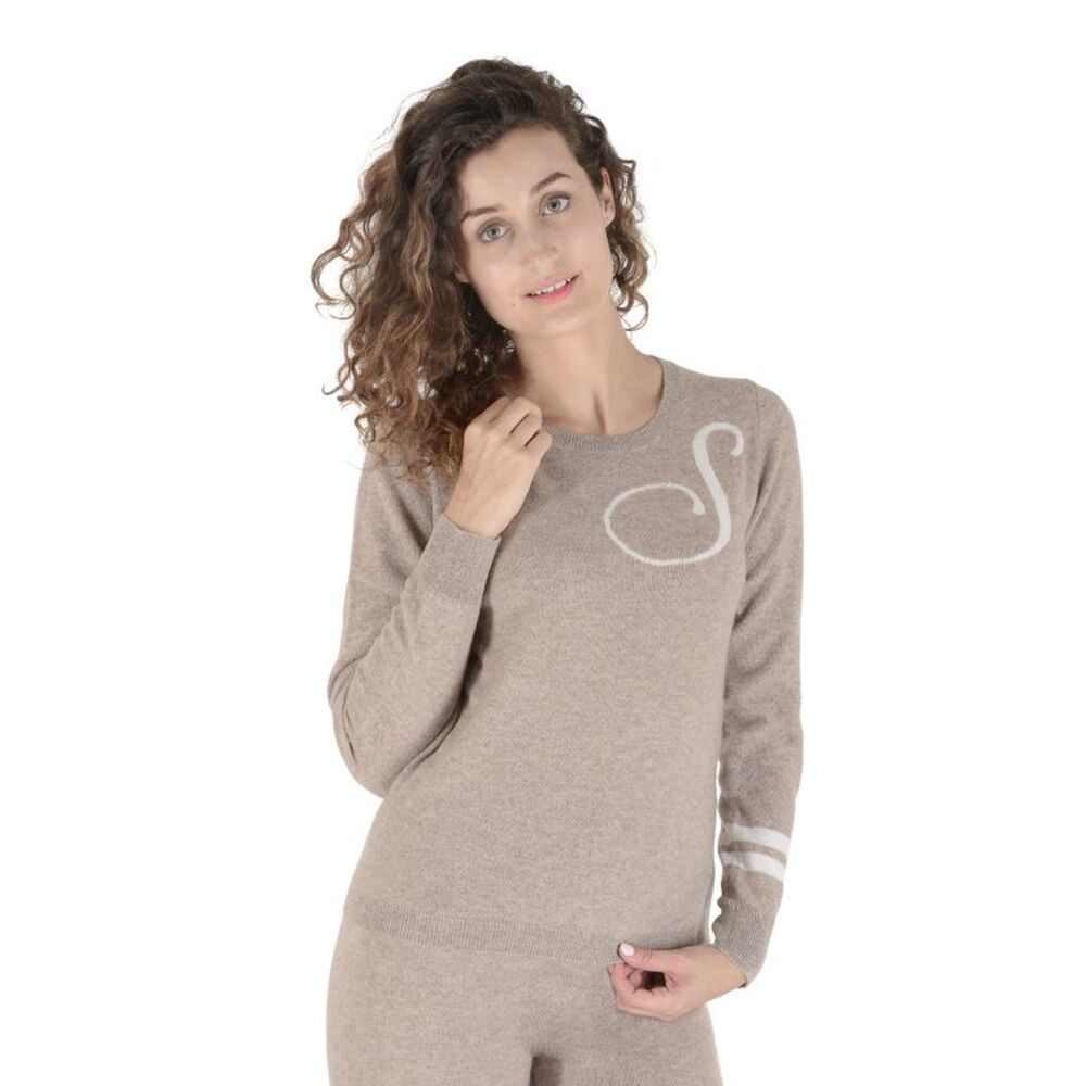 Dee Ocleppo Cashmere Initial Sweater Long Sleeve Knitwear Women Camel Sweaters